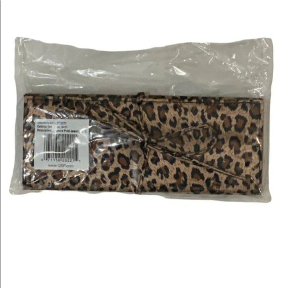 Jewelry Roll Leopard Animal Print Travel Case Satin Brown Black Tan Multicolor - Picture 6 of 16
